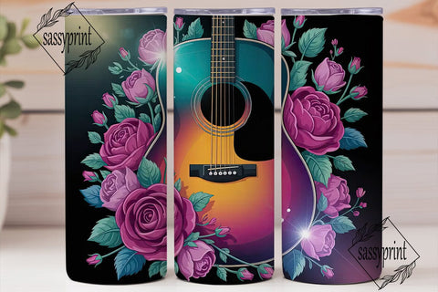 Floral Guitar 20oz Tumbler Wrap Sublimation sassyprint 