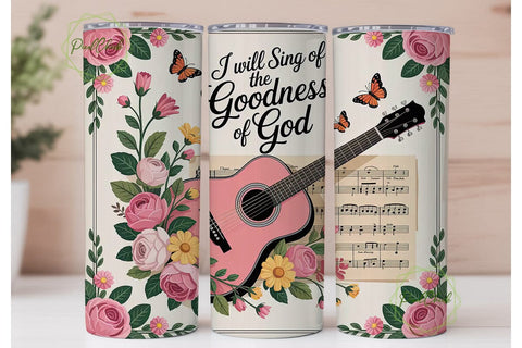 Floral Guitar Music Tumbler Wrap Sublimation PixelChick 