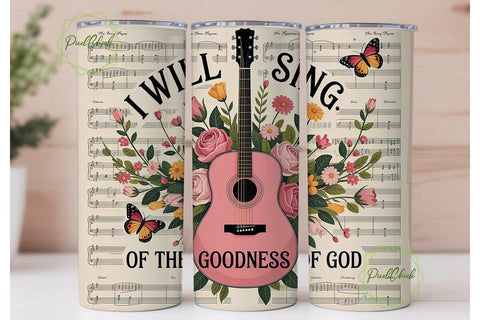 Floral Guitar Music Tumbler Wrap Sublimation PixelChick 