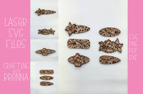 Floral Hair Clip Bundle Laser SVG File SVG Crafting With Brenna 