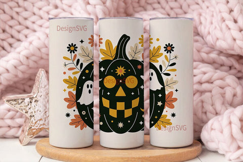 Floral Halloween Pumpkin 20oz Tumbler Sublimation DesignSVG 