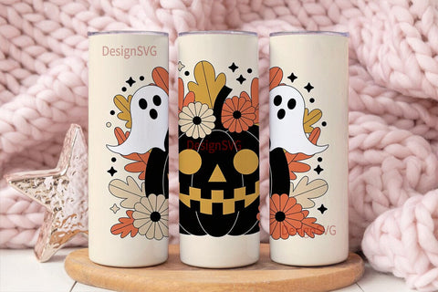 Floral Halloween Pumpkin 20oz Tumbler Sublimation DesignSVG 