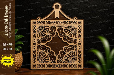 Floral Hanging Frame Laser Cut SVG Design SVG Regulrcrative 