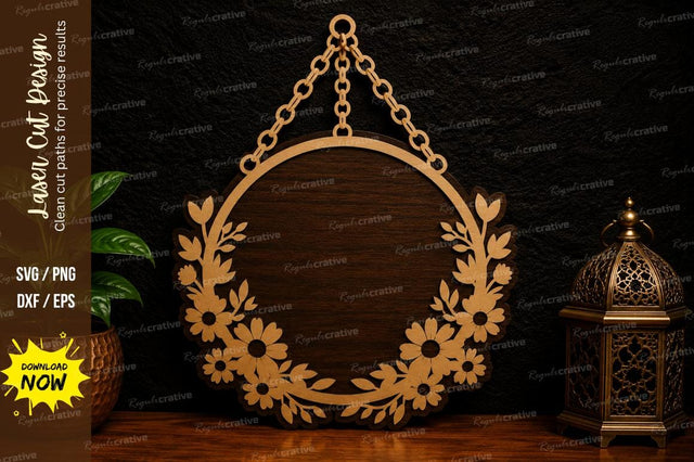 Floral Hanging Frame Laser Cut SVG Design SVG Regulrcrative 
