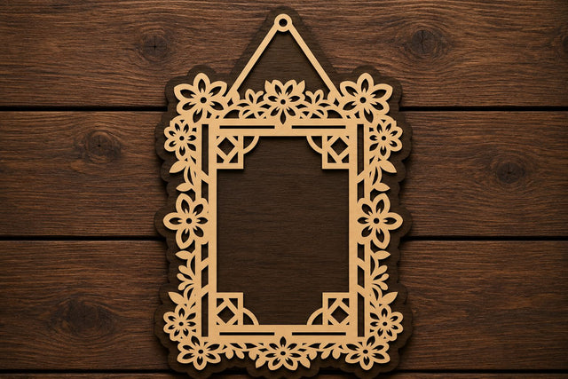 Floral Hanging Photo Frame Laser Cut SVG File SVG Regulrcrative 