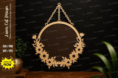 Floral Hanging Wreath Laser Cut SVG Design SVG Regulrcrative 