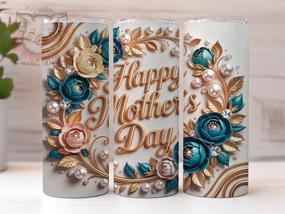 Floral Happy Mother’s Day 20oz Tumbler, Happy Mother’s Day, Elegant Design, Luxurious Style, Mom Gift, 20oz Tumbler Wrap, Sublimation PNG Sublimation Lara' s Designs 