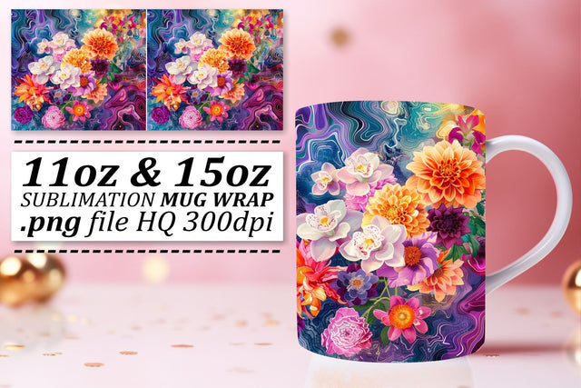 Floral Harmony Cup Design Sublimation afrosvg 