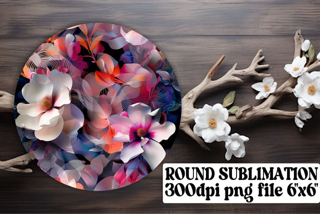 Floral Harmony Ornaments Car Coaster Design Keychain PNG Sublimation afrosvg 