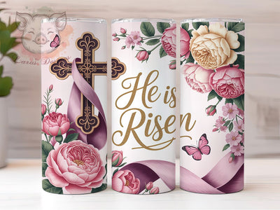 Floral He Is Risen Cross Tumbler, He Is Risen Tumbler, Stylish 20oz Wrap, Sublimation Design, Trendy Gift Idea, Faith Cross Wrap, Inspirational Christian Tumbler Sublimation Lara' s Designs 