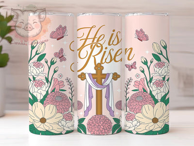 Floral He Is Risen Cross Tumbler, He Is Risen Tumbler, Stylish 20oz Wrap, Sublimation Design, Trendy Gift Idea, Faith Cross Wrap, Inspirational Christian Tumbler Sublimation Lara' s Designs 