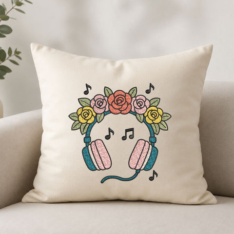 Floral Headphones Machine Embroidery Design – Music Lover Flowers Headset Embroidery File Embroidery/Applique DESIGNS PatternFeed8 