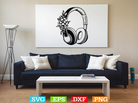 Floral Headphones Svg Bundle, Music Lover Svg, Dj Headphones Svg SVG Creativeart88 