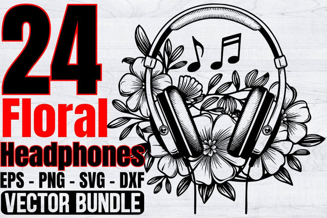 Floral Headphones Svg Bundle, Music Lover Svg, Dj Headphones Svg SVG Creativeart88 