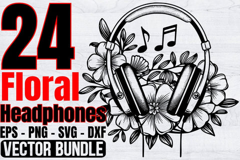 Floral Headphones Svg Bundle, Music Lover Svg, Dj Headphones Svg SVG Creativeart88 