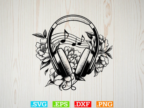 Floral Headphones Svg Bundle, Music Lover Svg, Dj Headphones Svg SVG Creativeart88 