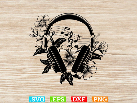 Floral Headphones Svg Bundle, Music Lover Svg, Dj Headphones Svg SVG Creativeart88 