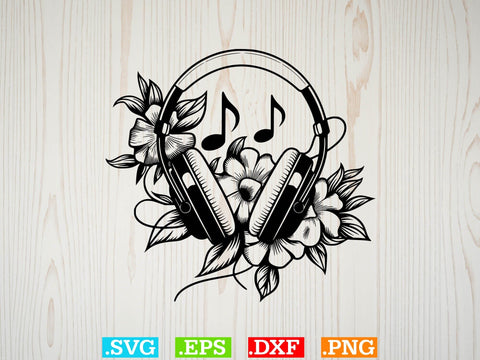 Floral Headphones Svg Bundle, Music Lover Svg, Dj Headphones Svg SVG Creativeart88 