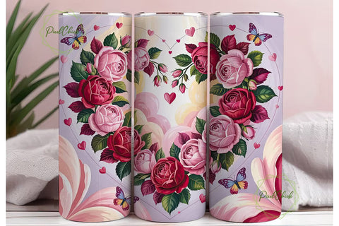 Floral Heart 20oz Tumbler Wrap Sublimation PixelChick 