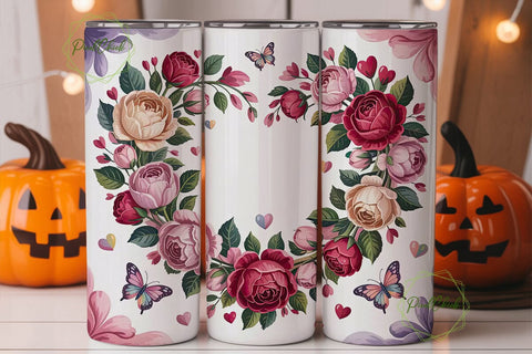 Floral Heart 20oz Tumbler Wrap Sublimation PixelChick 