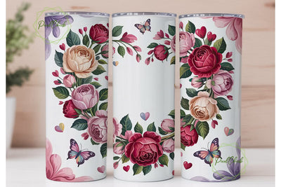 Floral Heart 20oz Tumbler Wrap Sublimation PixelChick 