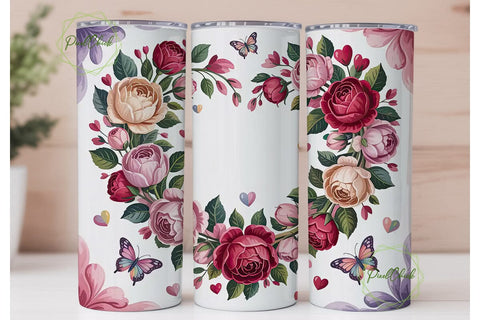 Floral Heart 20oz Tumbler Wrap Sublimation PixelChick 