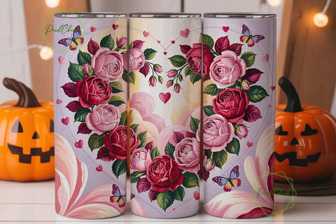 Floral Heart 20oz Tumbler Wrap Sublimation PixelChick 