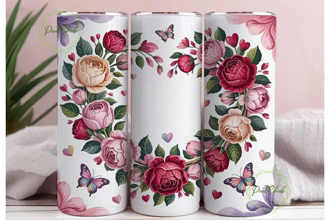 Floral Heart 20oz Tumbler Wrap Sublimation PixelChick 