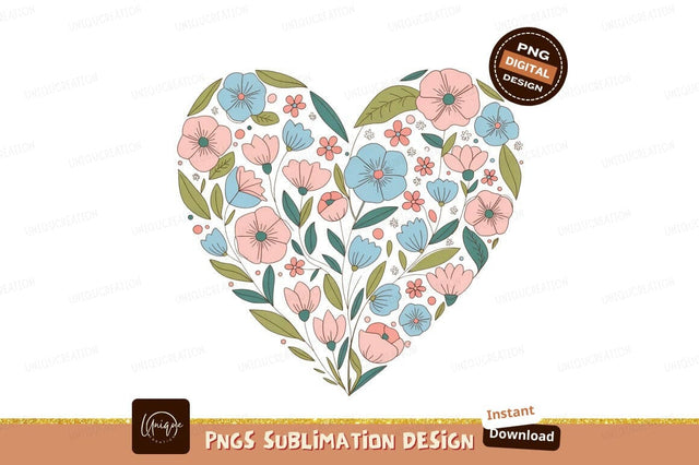 Floral Heart Design Sublimation Png Artwork Sublimation Designangry 