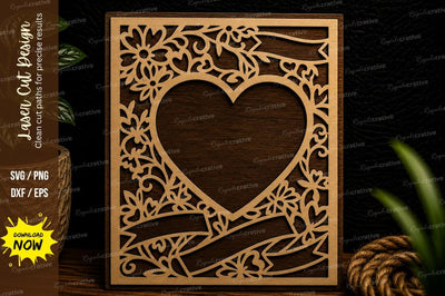 Floral Heart Frame Laser Cut Svg Design SVG Regulrcrative 