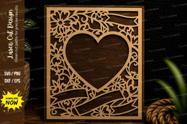 Floral Heart Frame Laser Cut Svg Design SVG Regulrcrative 