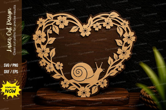 Floral Heart Frame Laser Cut SVG Design SVG Regulrcrative 