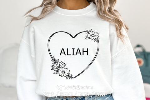 Floral Heart Frame Svg, Heart Svg, Floral Frame Svg, Floral Wreath Svg, Heart Border Svg SVG Artinrhythm shop 