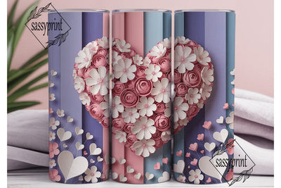 Floral Heart Garden 20oz Tumbler Wrap Sublimation sassyprint 