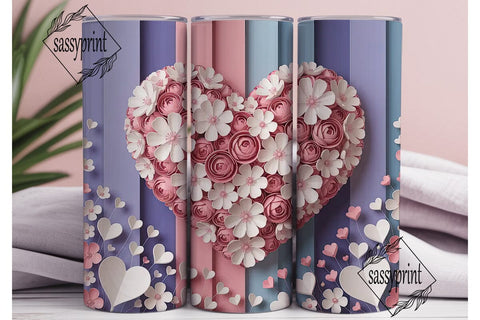 Floral Heart Garden 20oz Tumbler Wrap Sublimation sassyprint 