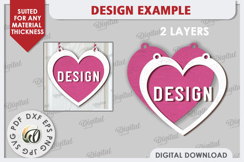 Floral Heart Laser Cut Decoration. Layered Heart SVG SVG Evgenyia Guschina 