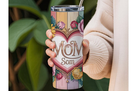Floral Heart Mom 20oz Tumbler Wrap Sublimation DesignSVG 