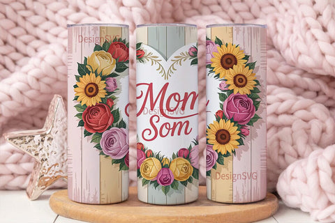 Floral Heart Mom 20oz Tumbler Wrap Sublimation DesignSVG 