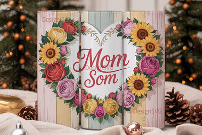 Floral Heart Mom 20oz Tumbler Wrap Sublimation DesignSVG 