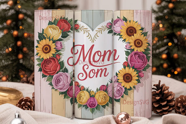 Floral Heart Mom 20oz Tumbler Wrap Sublimation DesignSVG 