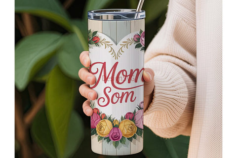 Floral Heart Mom 20oz Tumbler Wrap Sublimation DesignSVG 