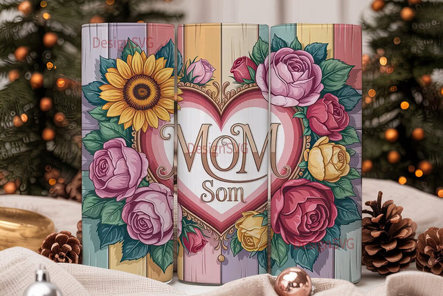 Floral Heart Mom 20oz Tumbler Wrap Sublimation DesignSVG 