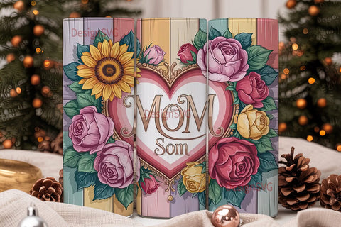Floral Heart Mom 20oz Tumbler Wrap Sublimation DesignSVG 