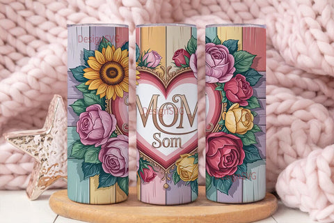 Floral Heart Mom 20oz Tumbler Wrap Sublimation DesignSVG 