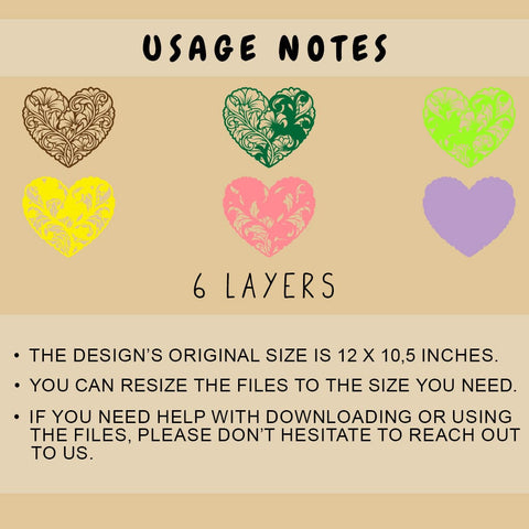 Floral Heart Multilayer SVG, Layered Flower Heart Cut File, 3D Layered Floral SVG for Cricut & Laser, 3D Floral DXF SVG HappyDesignStudio 