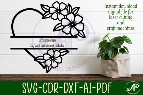 Floral heart name wall sign design SVG APInspireddesigns 