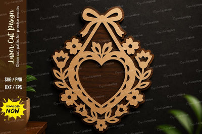 Floral Heart Ornament SVG Laser Cut Hanging Decor SVG Regulrcrative 