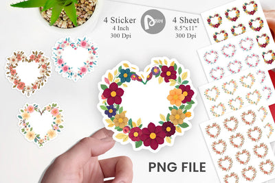 Floral Heart Sticker Sublimation artnoy 