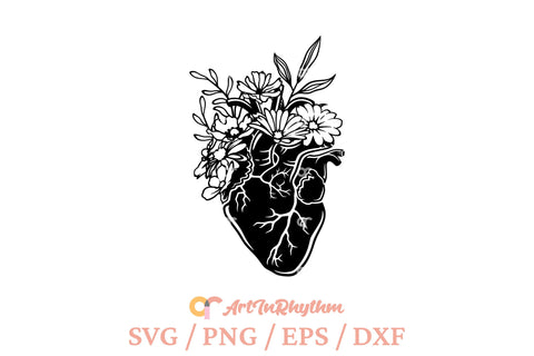 Floral heart Svg, Heart Svg, Flower Heart Svg, Flowers Svg, Love Svg SVG Artinrhythm shop 