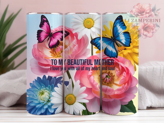 Floral Heartfelt Mom Gift 20oz Tumbler Wrap, Floral Design, Heartfelt Inspiration, Love You Mom, Gift Wrap, 20oz Tumbler Wrap, Sublimation PNG Sublimation Li Zamperini 